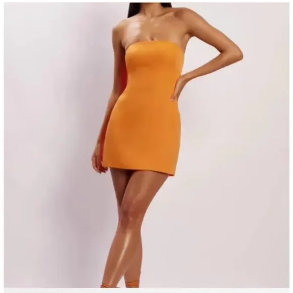 Orange Strapless Mini Dress